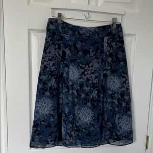 Navy Floral A-Line Skirt